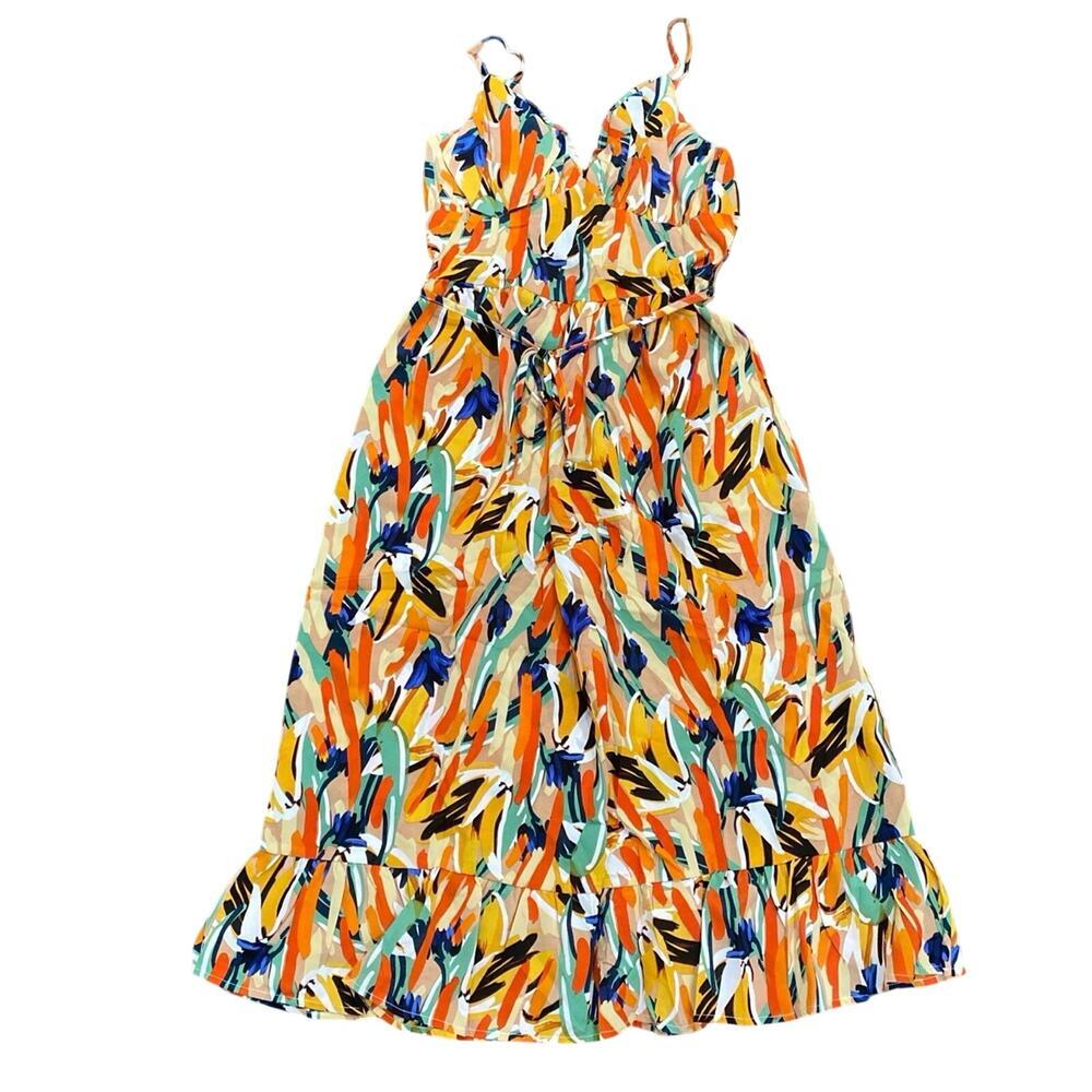 Women's Abstract Printed Midi Dress in Multi, Size M​